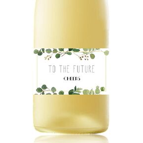 Mini Champagne Bottle Labels, 50 Pcs Greenery Thank You Champagne Stickers Floral Wedding Wine Labels for Bridal Shower Birthday Celebration Party, Round
