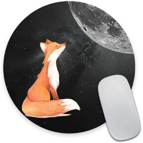 Smooffly Fox Round Mouse Pad Custom, Fox and Moon Circular Mouse Pads for Computers Laptop