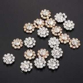20pcs أزرار زهرة رفوف الثلج Rhinestone Flatback الطلاء على ملحقات دبوس الشعر DIY Flatback Buckle Sequing (0.59 بوصة)