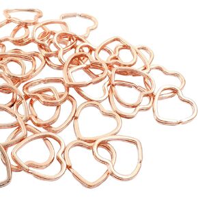 50pcs حلقات مفتاح تقسيم على شكل قلب ، ملحقات حلقة مفاتيح الفضة المعدنية ، ملحقات حلقة المفاتيح الصغيرة للحرف اليدوية والمنزل والسيارة والمكتب