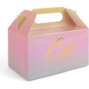 Crazy Night 12 Pcs Eid Mubarak Ramadan Treat Box, 3.5 x 3.5 x 6.4In, Candy Boxes Party Favor, Gift Boxes for Cookie Dessert Goody Boxes with Handle
