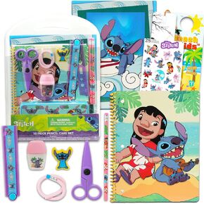 Lilo and Stitch School Supplies Set - Disney Stationery Bundle with Pencil Case, Pencils, Eraser, Stickers, Notebook, More | Stitch School Supplies for Girls
