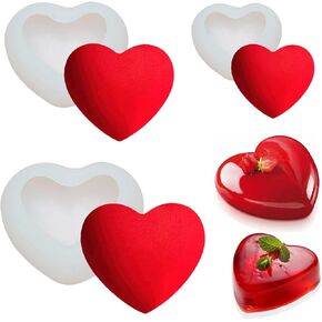 3 PCS 3D شكل قلب كعكة الشوكولاتة صنع قوالب صنع شموع صنع قوالب الراتنج السيليكون اللوازم صابون الخبز للعلاج العطري الشمع المصنوع يدويًا ديكور ديي عيد الحب عيد الحب