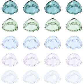 LiQunSweet 30 Pcs 5 Colors Flower Glass Bead Cones Half Round Bead Caps for Wind Chimes Making DIY Jewelry Bracelet Earring Craft Accessory Decoration in Saudi Arabia