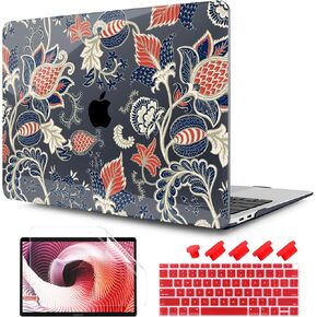 تغطية Twol لـ MacBook Air 13 Inch 2021 2020 2019 2018 الإصدار A2337 M1 A2179 A1932 ، علبة الصلابة الصلبة وغطاء لوحة المفاتيح مع واقي الشاشة متوافق مع MacBook Air 13 Inch ، Paisley Print