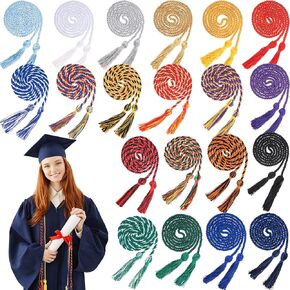 Cindeer 20 Pieces Honor Cord 67'' 2025 Graduation Cords Assorted Colors Rope with Tassels for Graduation Students