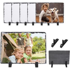 6 PCS Sublimation Slate Blanks ، 7.9*5.9inch blanks تسامي تأتي مع حامل عرض ، قائمة صور تسامي ، قائمة الفراغات المتسعية.