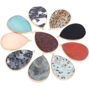 5pcs Gemstone Quartz Pendant，Natural Water Drop Shape Quartz Necklace Pendant for DIY Jewelry Making Necklace Bracelet