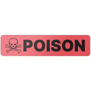Poison Medical Stickers (1.625 x 0.375 inch, Red - 300 Labels) Poison Labels for Medical Laboratory Testing, Healthcare, Veterinary or Clinics - Strong Adhesive & Highly Visible