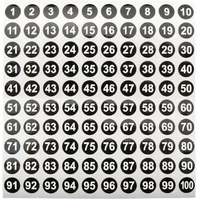 Number Stickers MEETOOT 20 Sheets 1 to 100 Consecutive Number Stickers Self Adhesive 0.4" Round Number Labels