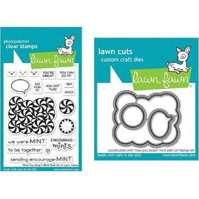 Lawn Fawn How You Bean? Mint Add-on 3x4 Clear Stamp Set and Coordinating Lawn Cuts Dies, Bundle of 2 Items (LF2682, LF2683)