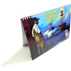 2025 Golden Memories Premium Golden Retriever Americana Wall Calendar - صنع في الولايات المتحدة الأمريكية
