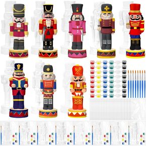 مجموعة vercanmonth من 8 عيد الميلاد السيراميك Nutcracker DIY الطلاء مجموعة السيراميك لطلاء تماثيل كسارة البندق الخاصة بك التماثيل الجص غير مصممة فرش الفرسات أكريليك الدهانات الأكياس الحزب لصالح البالغين