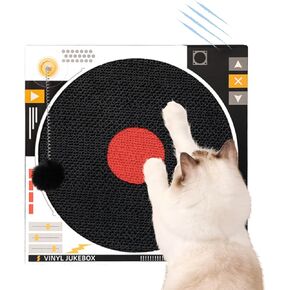 MemeMeow CD Cat Scratcher – Retro Record Player Design,Fun & Durable Scratching Pad for Cats,Eco-Friendly Cardboard,Interactive Cat Toy for Music Lovers & Stylish Home Décor