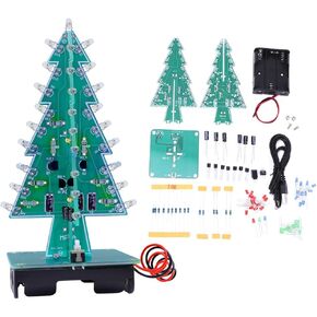 مجموعة دوائر وميض ثلاثية الأبعاد ، 7 دائرة LED 3D عيد الميلاد LED DIY MODULE PCB Board 3D XMAS TREE LED مجموعات DIY لتعلم ممارسة اللحام (مجموعة DIY ثلاثية الألوان)