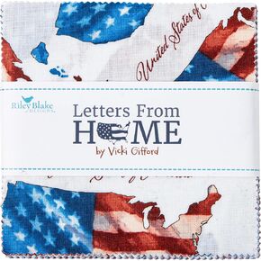 Vicki Gifford Letters from Home 5" Stacker 42 5-inch Squares Charm Pack Riley Blake 5-15610-42