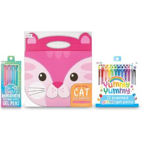 يا لي أقلام جل بريق بريق (مجموعة من 4) ، Cat Carry على طول Sketchbook وأقلام الجل اللذيذة المعطرة (مجموعة من 12) للقرطاسية المدار