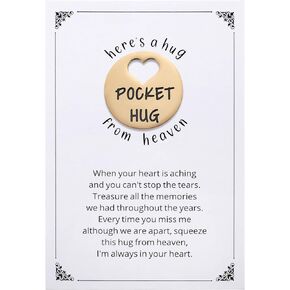 Ralukiia Pocket Hug from Heaven, Metal Engraved Token, Memorial Gift for Loss of Mom Dad Son Daughter Husband Wife Grandpa Grandma Brother Sister, Sympathy Condolence Gifts, Silver