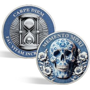 CHURYUML Memento Mori Coin Carpe Diem Coins Inspirational Stoic Reminder Token for Daily Stoic Meditations Cool Stoicism Gifts Skull Challenge Coins Courage Worry Coins Motivational Presents in Saudi Arabia