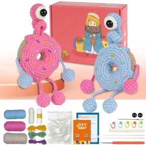Crochet Kit for Beginners Crochet Starter Kits for Adults 4 Pcs Jumbo Octopus Familly Craft Knitting Crochet Kits with Step-by-Step Video Tutorials Great Christmas Gift Lover (4 color octopus)