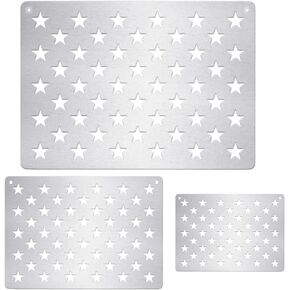 3pcs 50 Star American Flag Stencil Template Set - Fold Steel Flag 13 Stars 1776 for Day Day Independence & DIY أحجام مختلطة