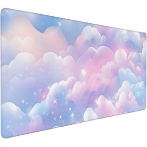 Pink Galaxy Cloud Large Mouse Pad Non-Slip Desk Mat for Keyboard and Mouse Waterproof Gaming Mousepad Desk Pad Computer Accessories for Home Office 15.7x35.4Inch