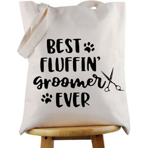Jniap Dog Groomer Gifts for Women Dog Pet Grooming Bag Best Fluffin 'Groomer Ever Grocery Bag Gulist Gift