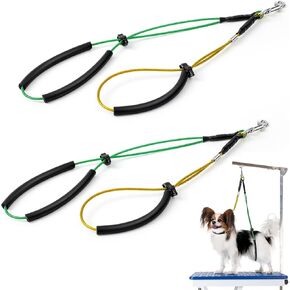 Aliceset 2 Sets Pet Grooming Loops Leash Adjustable Dog Grooming Restraint Harness No Sit Pet Haunch Holder Wash Choker with Loop Noose for Small/Medium Dog Bathing at Home, Yellow Green