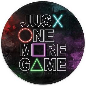 Just One More Game Round Mouse Pad 7.9″×7.9″,Neon Game Symbol Printed Non-Slip Rubber Base Mouse Mat for Computer Laptop,Individualized Decor for Playroom Games Room Boys Room,Teens Gamers Boys Gifts