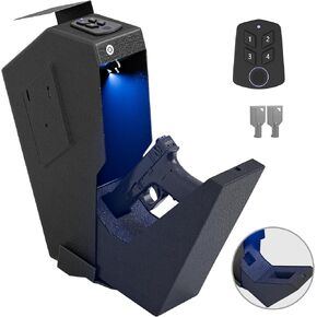 البصمات السريعة الوصول السريع للمسدس سعة 2 البنادق ، LED LED LED SAFE TYPE-C POTERESS ، خزائن المسدس مناسبة للبنادق المزدوجة للمكتب ، السيارة ، منضدة منضدة