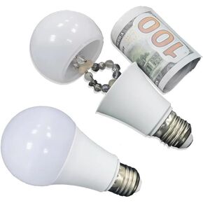 White Bulb Transfer For Hiding Money,Hide in Plain Sight Key Money Jewelry Storage Cash Holder Safes Light Bulb-Hidden Compartment,Safety and Security, Diversion Safes and Safe Accessories 1 Pc