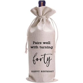 LANBAIHE 40th Birthday Wine Bag,Funny Birthday Party Gifts,Forty 40 Years Old Birthday Gifts Wine Bag for Mom,Wife, Friend,Sister,Brother, Him,Colleague,Coworker (40th Wine Bags)