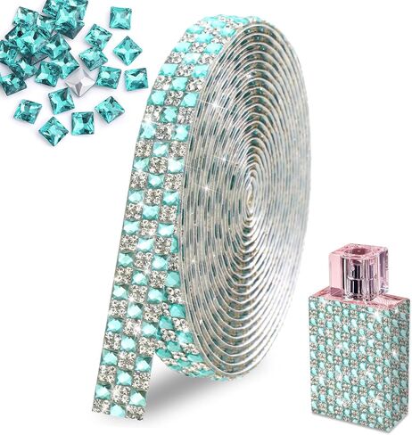 FULZTEY Glitter Crystal Rhinestone Ribbon,Black Glass Gems Rhinestone Tape for DIY Crafts,1.2 CM Wide Crystal Trim Self Adhesive Sticker,3 Yards Diamond Ribbon for DIY Car Wedding Party Decorations in Kuwait