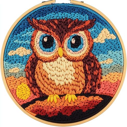 DIY Punch Needle Kits for Beginners Cartoon Dolphin Jumping Under Sunset with Hoop Embroidery Punch Needle Starter Craft Set Easy for Adults and Children Festival Gift and Decoration 20x20cm-1 in Saudi Arabia