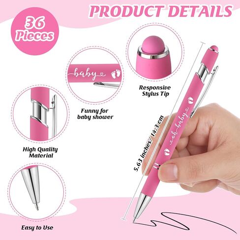 Colarr 36 Set Baby Shower Favors Baby Shower Ballpoint Pen with Baby Shower Cards and Organza Bag Stylus Ballpoint Pens for Guests Gift Baby Shower Gender Reveal Party(Blue) in Saudi Arabia