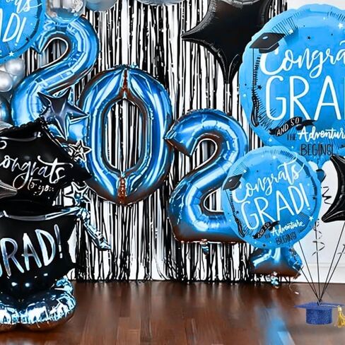 Felt Grad Cap Balloon Weight - 1.75"H x 4" W | 1 Pc., Blue in Saudi Arabia