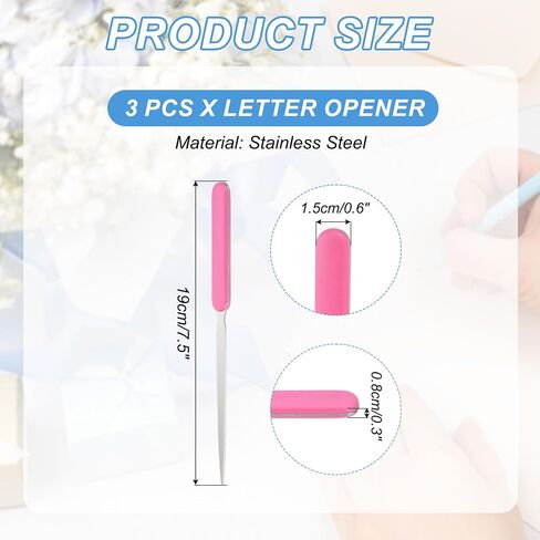 PATIKIL Letter Opener, 3 Pcs Stainless Steel Lightweight Handle Envelope Opener Mail Opener Letter Slitter for Office Home Box Open, Black in Saudi Arabia