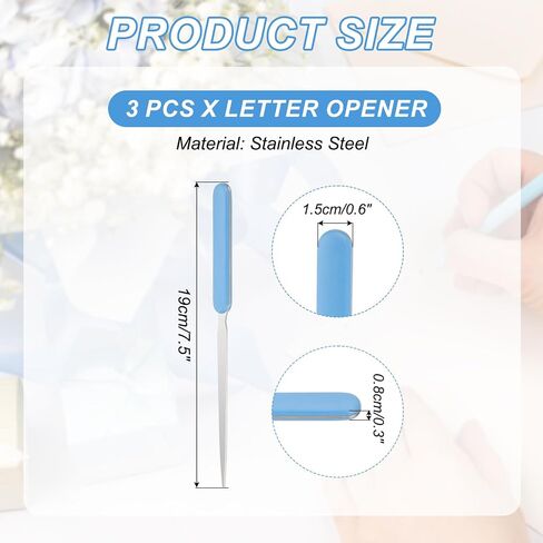 PATIKIL Letter Opener, 3 Pcs Stainless Steel Lightweight Handle Envelope Opener Mail Opener Letter Slitter for Office Home Box Open, Black in Saudi Arabia
