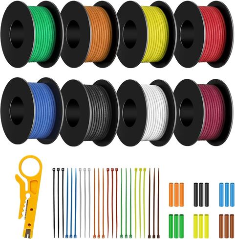 سلك كهربائي قياس 22 8 موصلات، سلك ترموستات 22AWG 32.8FT PVC مجدول، كابل LED منخفض الجهد 22/8، سلك طاقة تمديد مرن، سلك ربط الكابل النحاسي المعلب in Saudi Arabia