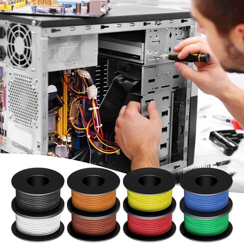 سلك كهربائي قياس 22 8 موصلات، سلك ترموستات 22AWG 32.8FT PVC مجدول، كابل LED منخفض الجهد 22/8، سلك طاقة تمديد مرن، سلك ربط الكابل النحاسي المعلب in Saudi Arabia