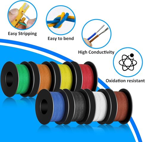 سلك كهربائي قياس 22 8 موصلات، سلك ترموستات 22AWG 32.8FT PVC مجدول، كابل LED منخفض الجهد 22/8، سلك طاقة تمديد مرن، سلك ربط الكابل النحاسي المعلب in Saudi Arabia