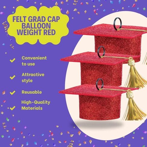 Felt Grad Cap Balloon Weight - 1.75"H x 4" W | 1 Pc., Blue in Saudi Arabia