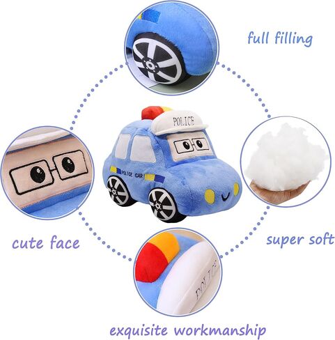 سيارة الشرطة الناعمة ذات الأبقار المحشوة لعبة Super Cute Blue Squad Squad Plushie هدايا ممتازة للأطفال أو حفلة عيد ميلاد 11 بوصة (سيارة الشرطة) in Kuwait