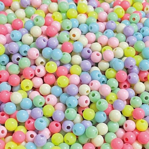 900 Pcs Colorful Acrylic Beads - 8mm Pastel Round Assorted Plastic Circle Beads for Bracelets Making in Saudi Arabia