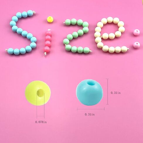 900 Pcs Colorful Acrylic Beads - 8mm Pastel Round Assorted Plastic Circle Beads for Bracelets Making in Saudi Arabia