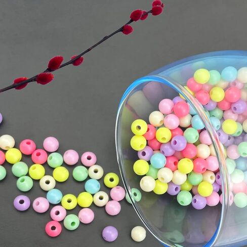 900 Pcs Colorful Acrylic Beads - 8mm Pastel Round Assorted Plastic Circle Beads for Bracelets Making in Saudi Arabia