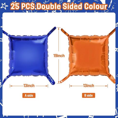 Blue and Orange Square Foil Balloons Wall, Double Sided Chrome Deep Blue and Orange Balloons Tunnel Arch Kit Backdrop for Boys Birthday Graduation Baby Shower blue Birthday Party Decorations in Saudi Arabia