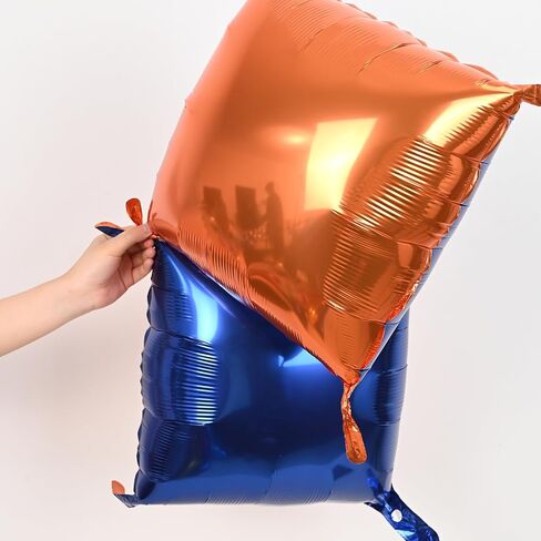 Blue and Orange Square Foil Balloons Wall, Double Sided Chrome Deep Blue and Orange Balloons Tunnel Arch Kit Backdrop for Boys Birthday Graduation Baby Shower blue Birthday Party Decorations in Saudi Arabia
