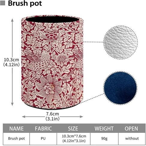William Morris Flower Print Pen Holder Pencil Cup Container PU Leather Desk Organizer Stand Decor Makeup Brush Scissor Holder Decoration Office Desk Home Office Supplies Accessories in Kuwait
