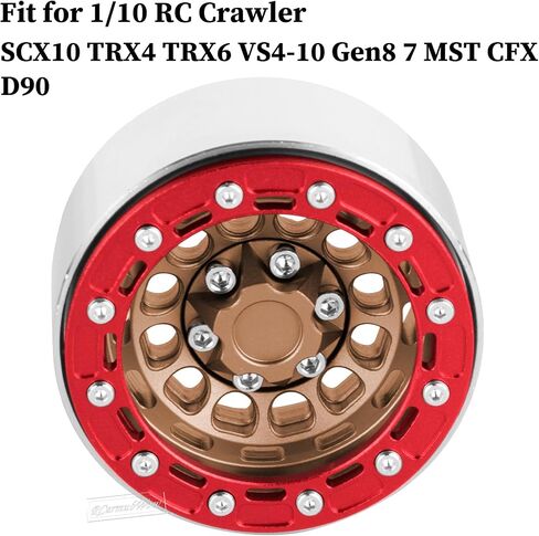 RC 1.9 Beadlock Aluminum Deep-Dish Wheels w/Adjustable Offset for 1/10 RC Crawler SCX10 TRX4 TRX6 VS4-10 Gen8 7 MST CFX D90,Alloy 1.9 RC Beadlock Wheels 1.9 RC Rims,Silver w/Red in Saudi Arabia